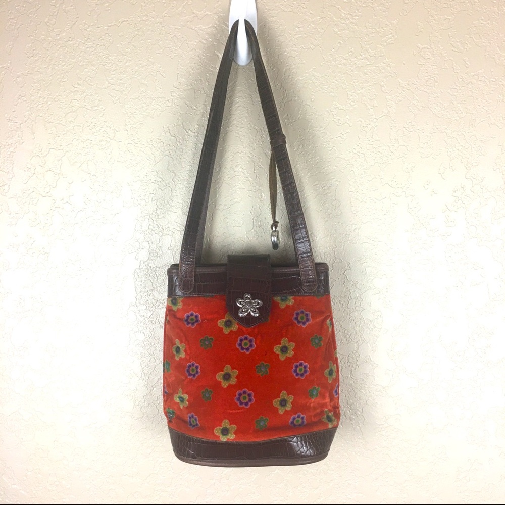 Brighton limited edition floral print from collectibles 2000 leather cross body